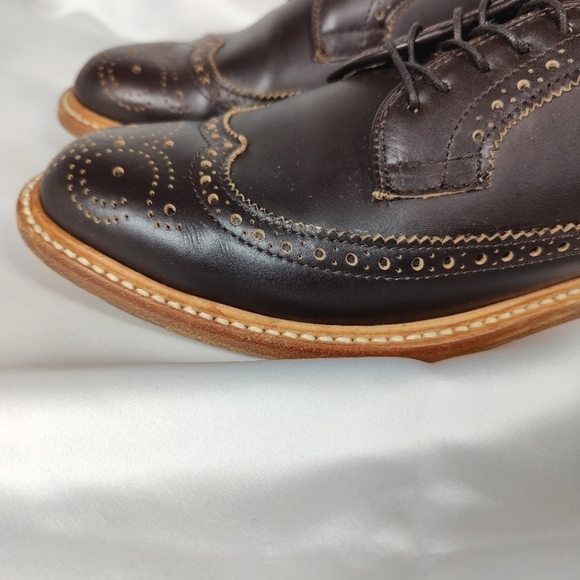 Taylor Stitch The Brogue Lace Up Espresso Leather Wingtip Dress Men's Shoes Sz 8 - Picture 5 of 10